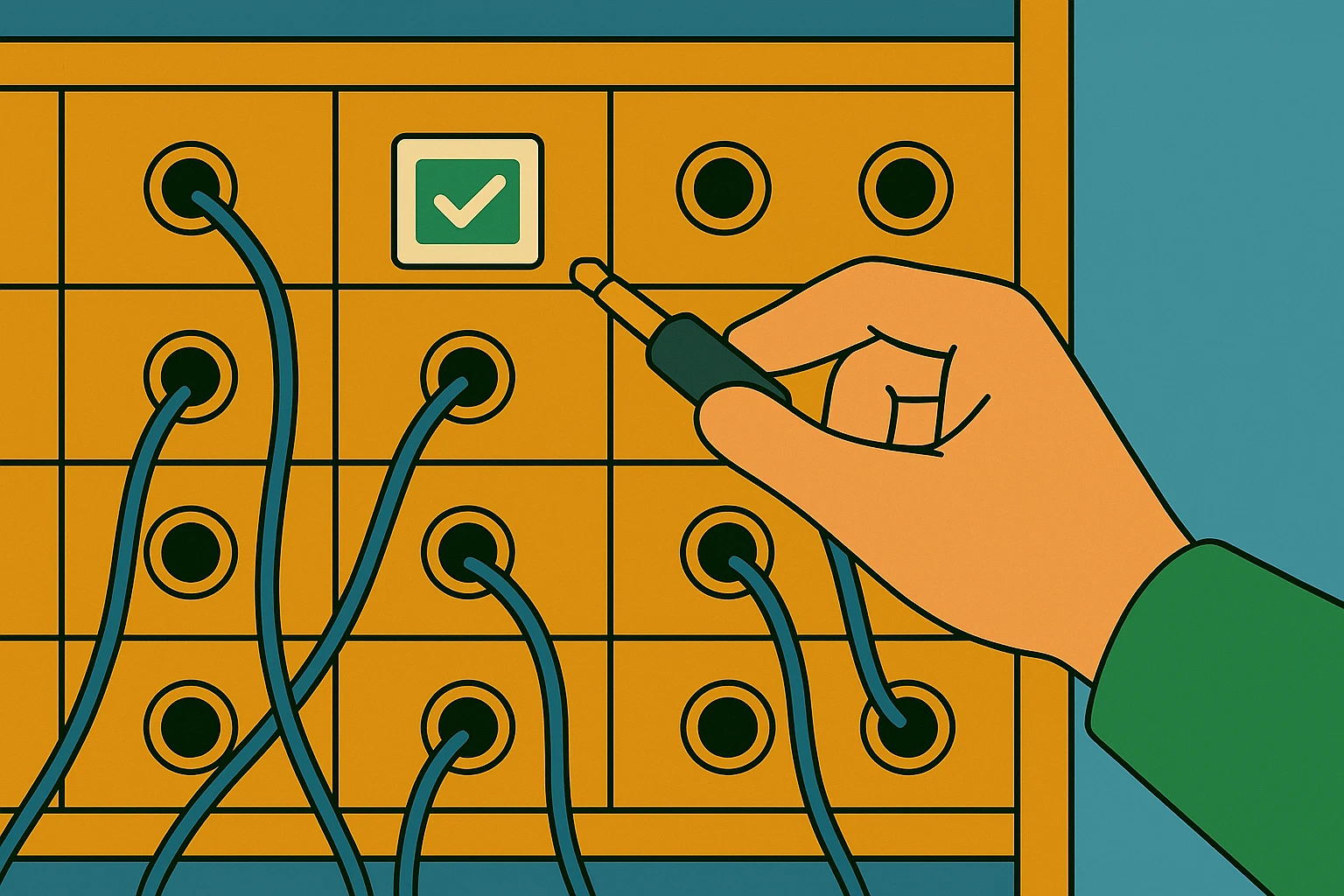 Breadstack: Patched once. Every card after follows the cable.