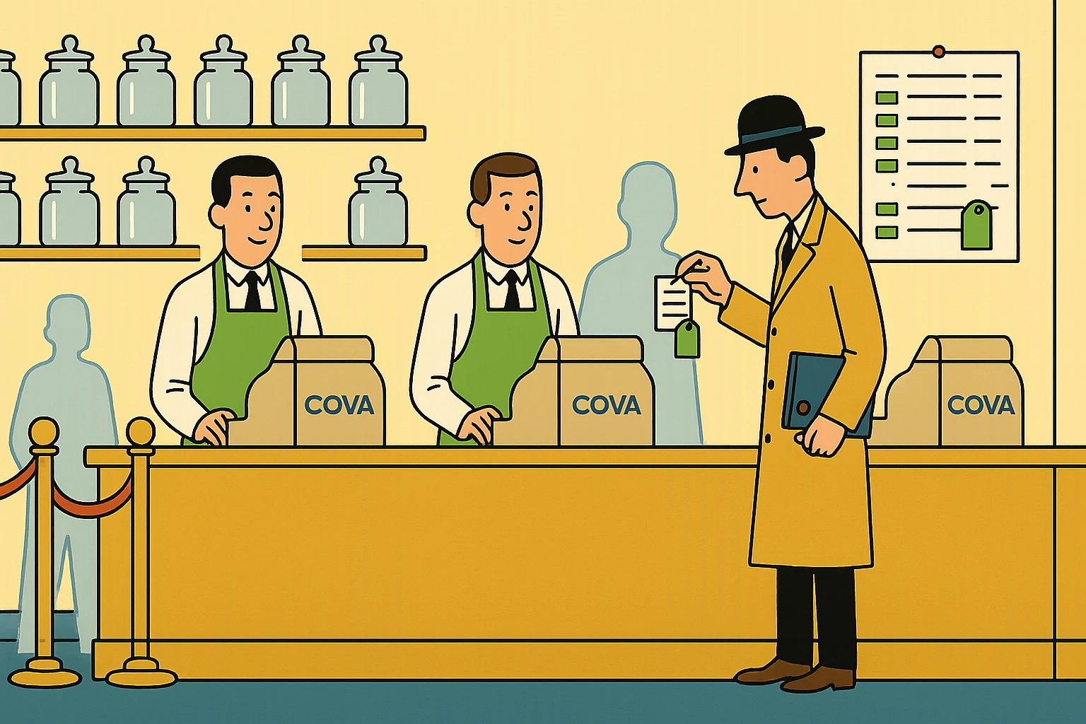 Cova: Onto the customer list your registers share, tagged on arrival.